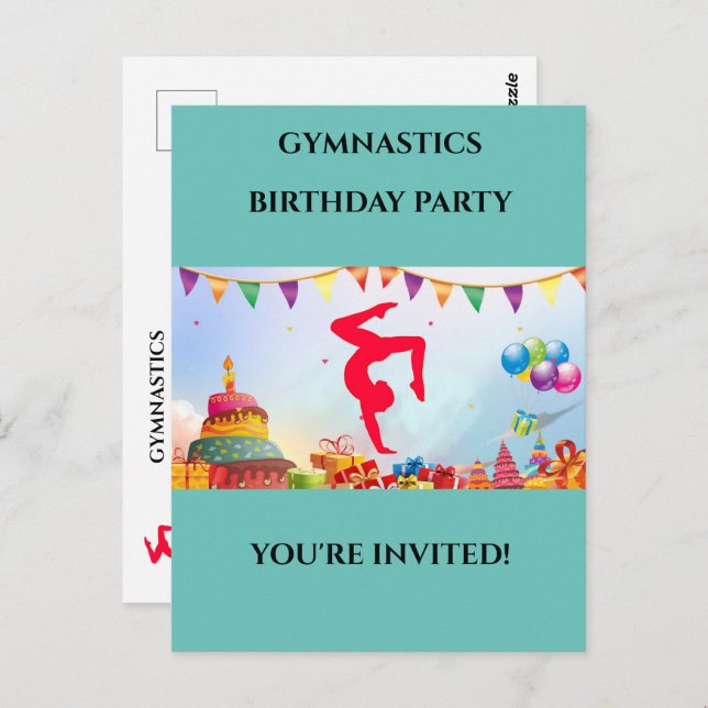 You're Invited To A Gymnastics Party Personalized  Postcard (Front/Back)