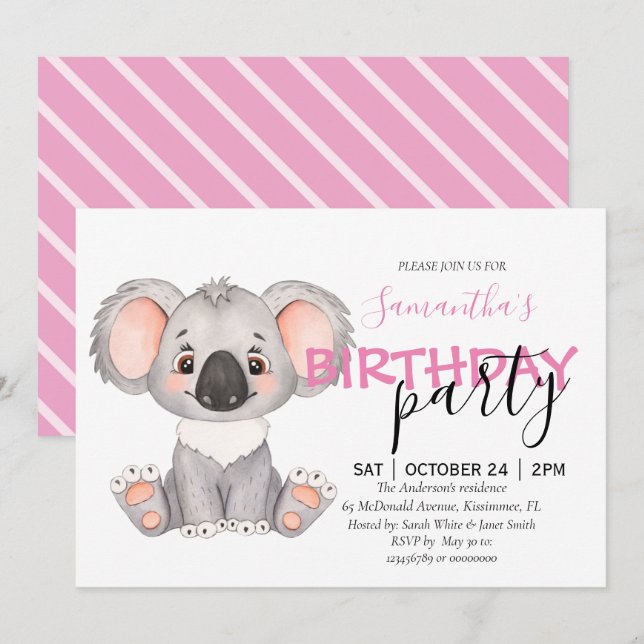 You're Invited to a Koala-tastic 1st Invitation (Front/Back)