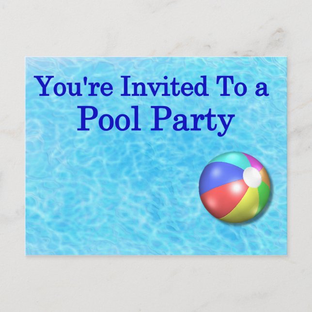 You're Invited To A Pool Party Invitation Postcard (Front)