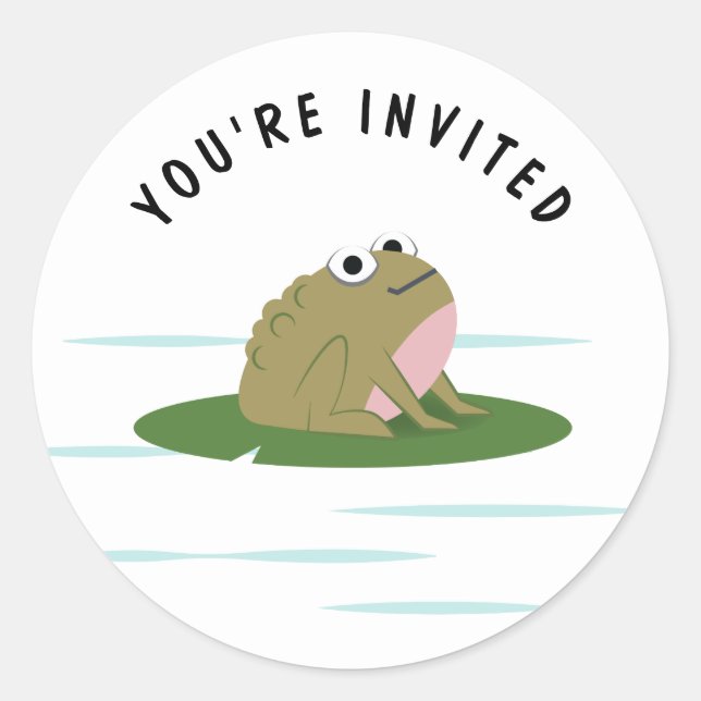 "You're Invited" Toad Frog Classic Round Sticker (Front)