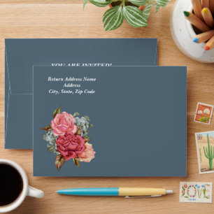 You're Invited. Vintage Flower Painting Envelopes