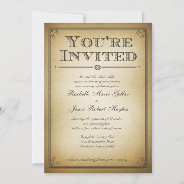 You're Invited Vintage Wedding Announcements (Front)
