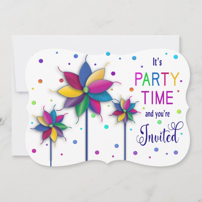 You're Invited, Windmill Spinners, Colorful Invitation (Front)