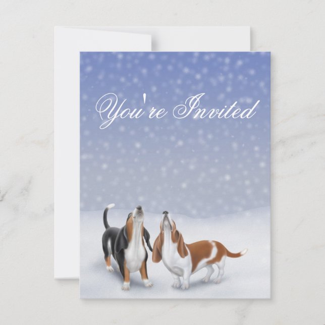 You're Invited Winter Basset Hounds Invitation (Front)