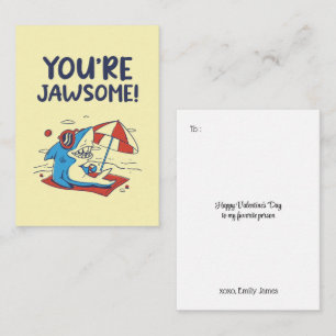 You're Jawsome Cute Shark Funny Kid Valentines Day Note Card