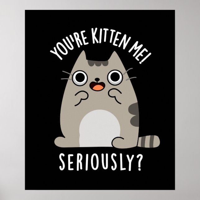You're Kitten Me Seriously Funny Cat Pun Dark BG Poster (Front)