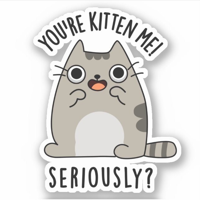 You're Kitten Me Seriously Funny Cat Pun  Sticker (Front)
