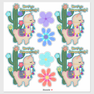 You're Llamazing!   Adorable Llamas and Flowers Sticker