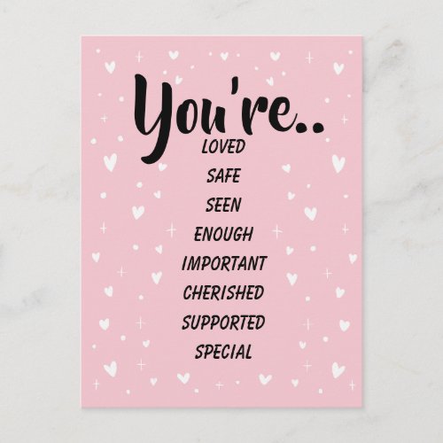 You're Loved Safe Seen Enough | Inspirational Kind Postcard