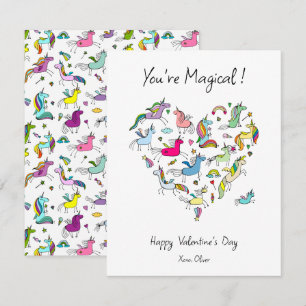 You're Magical, Cute Unicorn Kids Valentine's Day  Note Card