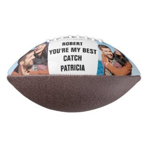 You're My Best Catch Custom 2 Photo Couple Names Football