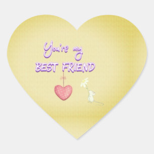 You're My Best Friend Heart Mouse Flower Sticker
