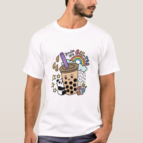 Youre My Bestea Bestie Boba Tea Bubble Panda T_Shirt