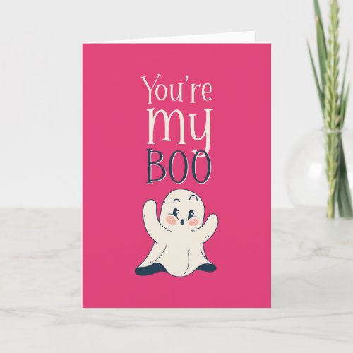 Youre My Boo Cute Ghost Funny Pun Valentines Day Holiday Card