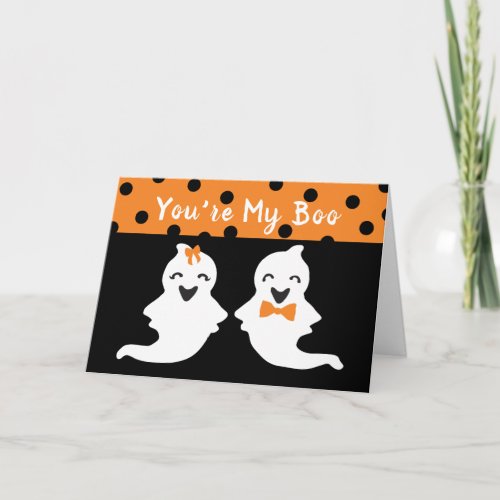 Youre My Boo Cute Ghost Halloween Polka Dots Card