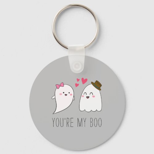 Youre my Boo Halloween Kawaii Ghost Cute Gray  Bu Keychain