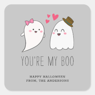 You're my Boo Halloween Kawaii Ghost Cute Gray Square Sticker