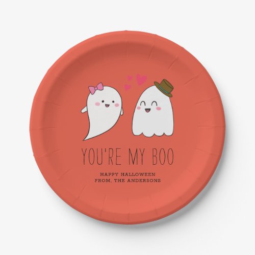 Youre my Boo Halloween Kawaii Ghost Cute Orange Paper Plates