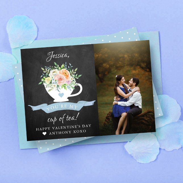 You're My Cup Of Tea Cute Valentine's Day Photo Holiday Card (Creator Uploaded)