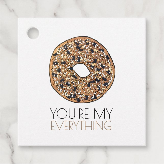 You're My Everything Bagel Breakfast Food Love Favor Tags (Front)