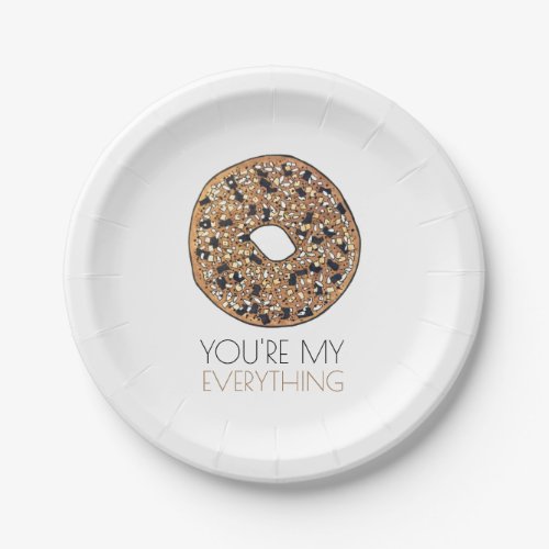 Youre My Everything Bagel Breakfast Food Love Paper Plates