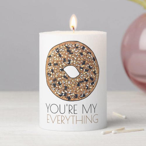 Youre My Everything Bagel Breakfast Food Love Pillar Candle