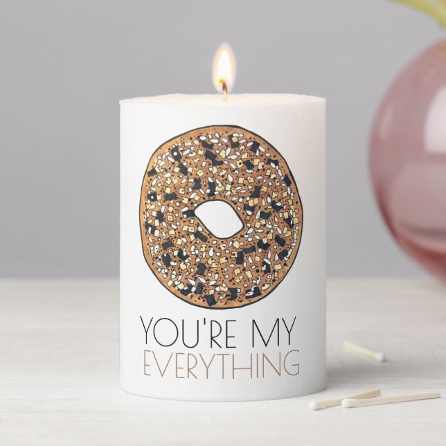 You're My Everything Bagel Breakfast Food Love Pillar Candle (In Situ)