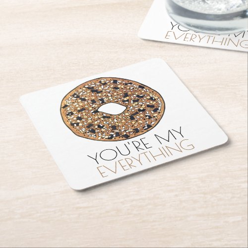Youre My Everything Bagel Breakfast Food Love Square Paper Coaster