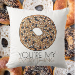 You're My Everything Bagel Breakfast Food Love Throw Pillow<br><div class="desc">Design features an original marker illustration of a delicious everything bagel, topped with poppy seeds, sesame seeds, onion flakes, salt, and lots of garlic. Just like the kind made by your local bakery! This foodie design is also available on other products. Lots of additional food-themed illustrations are also available from...</div>