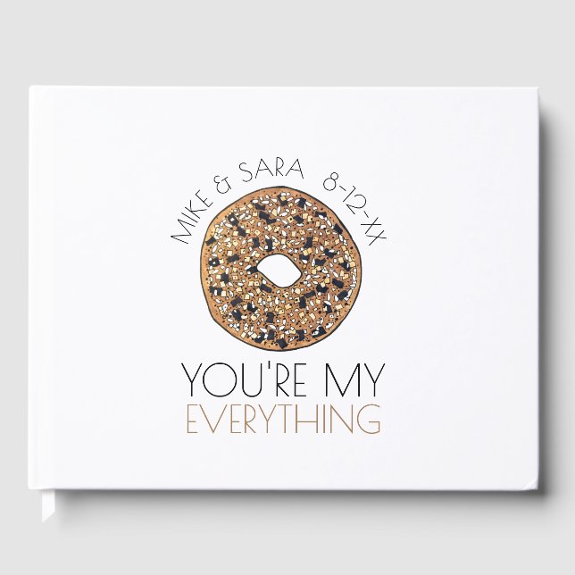 You're My Everything Bagel Foodie Wedding Favor Guest Book (Front)