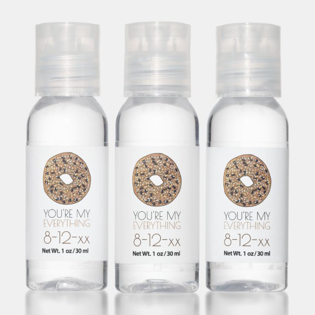 You're My Everything Bagel Foodie Wedding Favor Hand Sanitizer (Set)