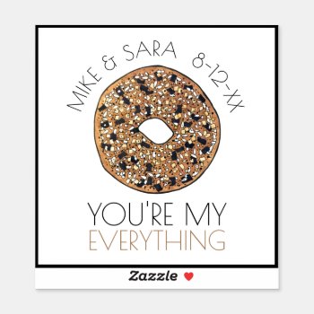 You're My Everything Bagel Foodie Wedding Favor Sticker by rebeccaheartsny at Zazzle