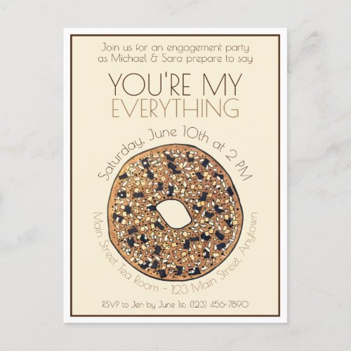 Youre My Everything Bagel Wedding Engagement Invitation Postcard