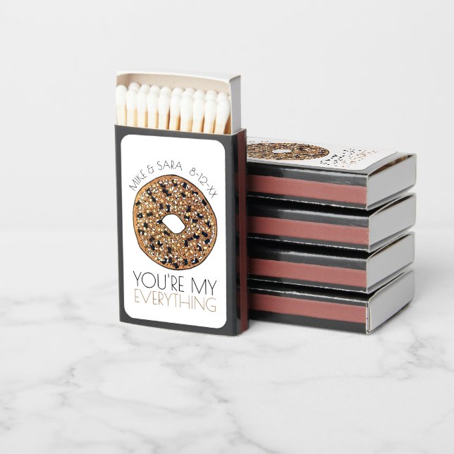 You're My Everything Bagel Wedding Engagement Matchboxes (Stacked)