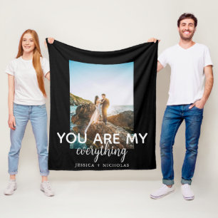 You're My Everything Couple Photo Black Custom Fleece Blanket