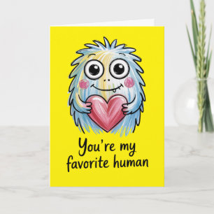 Youre My Favorite Human Cute Monster Valentine Card