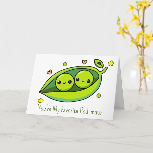 You're My Favorite Pod-mate Peas Card (Yellow Flower)