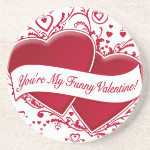 You're My Funny Valentine! Red Hearts Drink Coaster
