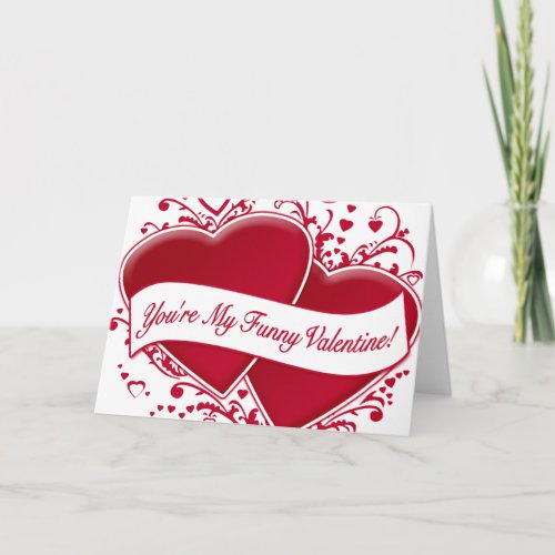 Youre My Funny Valentine Red Hearts Holiday Card