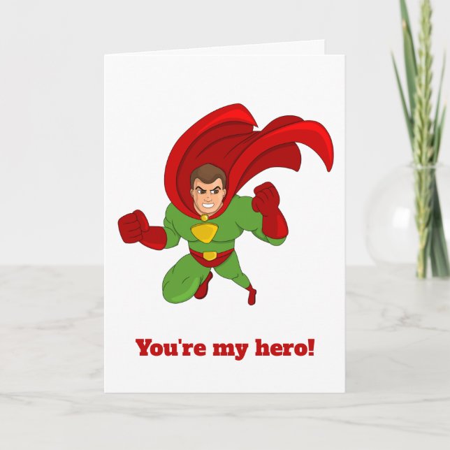 You're my hero cartoon custom thank you card (Front)