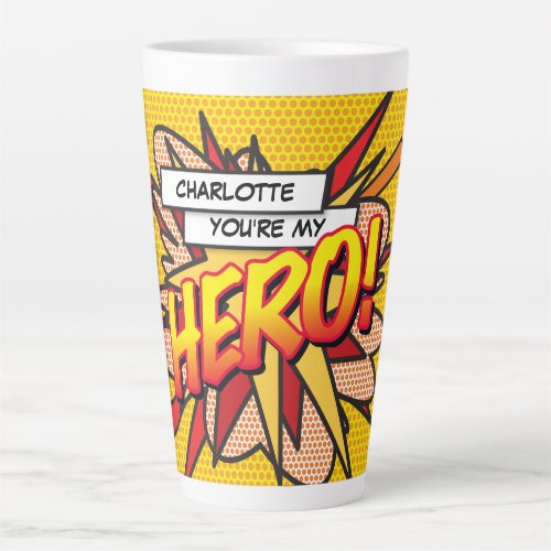 Youre my HERO Fun Retro Comic Book Pop Art Latte Mug