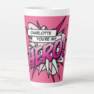 You're my HERO Fun Retro Comic Book Pop Art Latte Mug