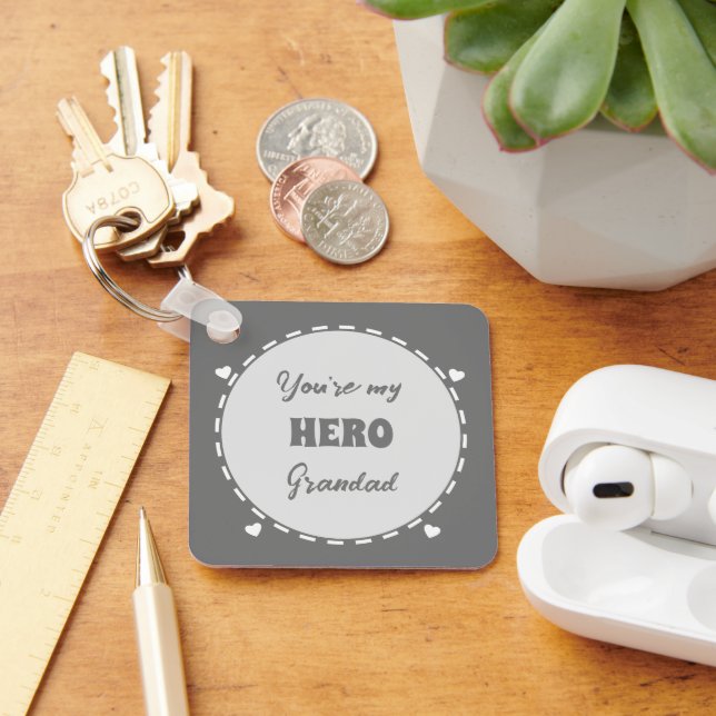 You're my hero Grandad add photo grey Keychain (Desk)