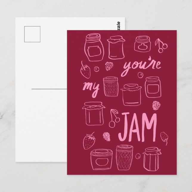 YOURE MY JAM Cute Jars Illustration Valentine Love Postcard (Front/Back)