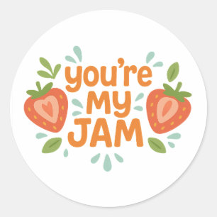 You're My Jam Cute Strawberry Funny Love Classic Round Sticker