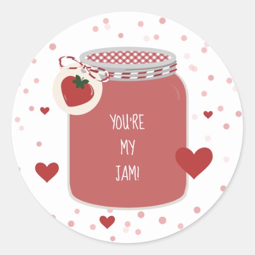 Youre My Jam Jar Kids Classroom Valentine Classic Round Sticker