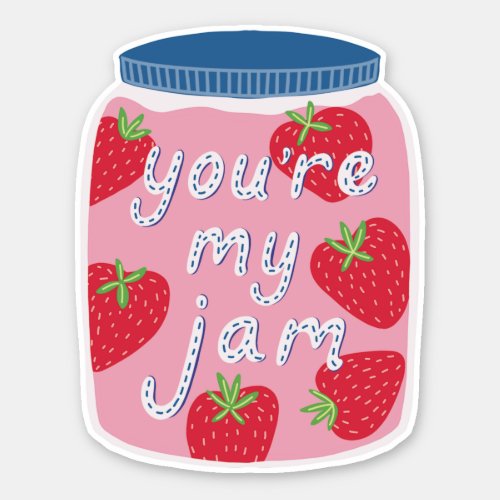 Youre My Jam Strawberry Jam Heart Valentine Sticker