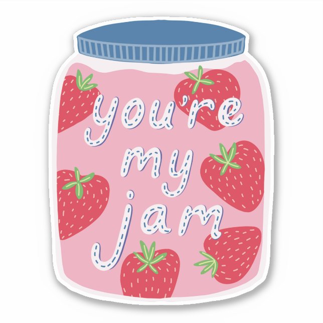 You're My Jam Strawberry Jam Heart Valentine Sticker (Front)