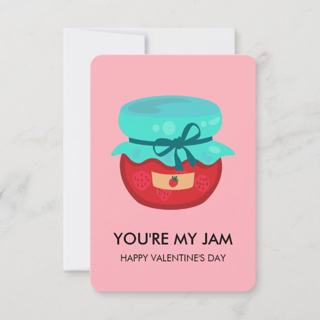 You're My Jam Valentine, Kids School Classroom Note Card (Front)