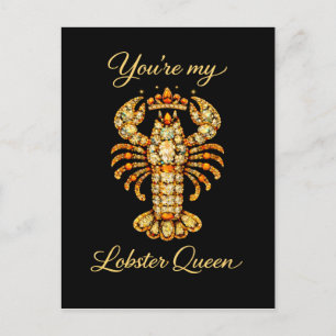 You're My Lobster Queen Bejewelled Diamond Luxury Postcard